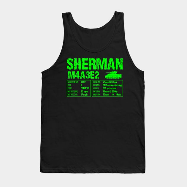 WW2 American M4 Sherman Tank Technical Facts Tank Top by CreativeUnrest